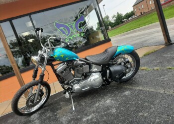 custom Harley-Davidson teal and neon green
